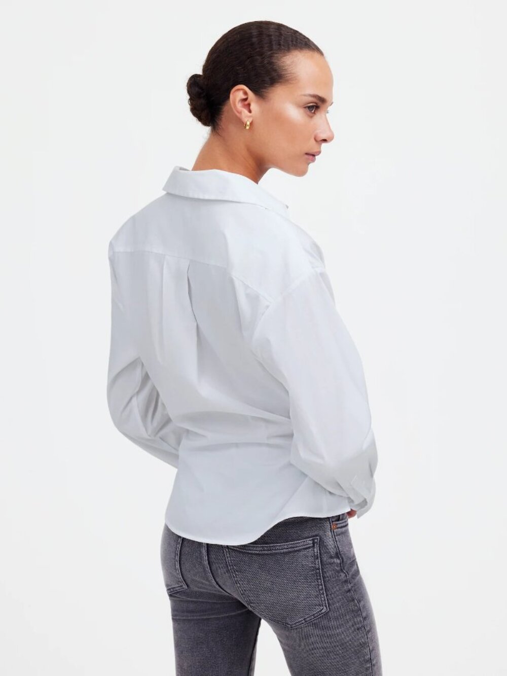 NWT Womens Size 16 Madewell White 100% Cotton Asymmetric Button-Up Shirt Top NEW - Picture 3 of 5